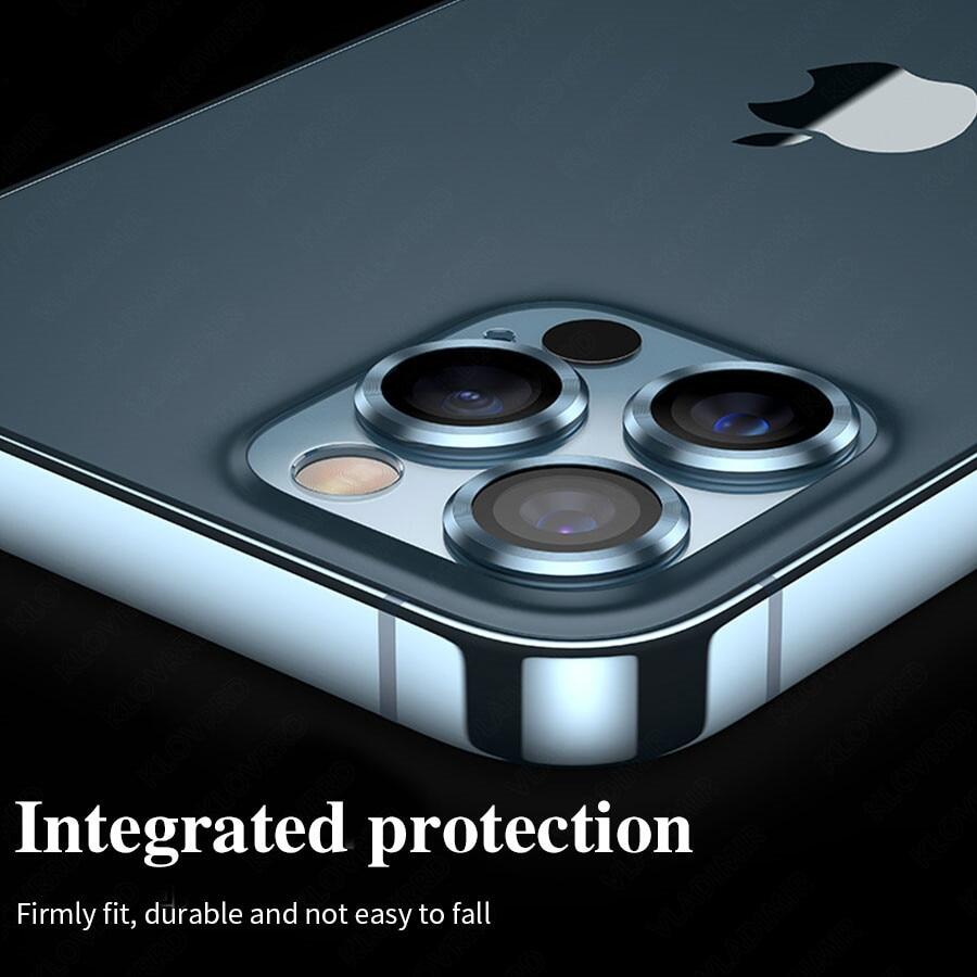 Ốp Bảo Vệ Màn Hình Ống Kính Máy Ảnh Phủ Toàn Bộ 3D Cho IPhone 13 Pro Max 12 Pro Max 12 Mini Kính Cường Lực Bảo Vệ Máy Ảnh + Ốp Vòng Kim Loại