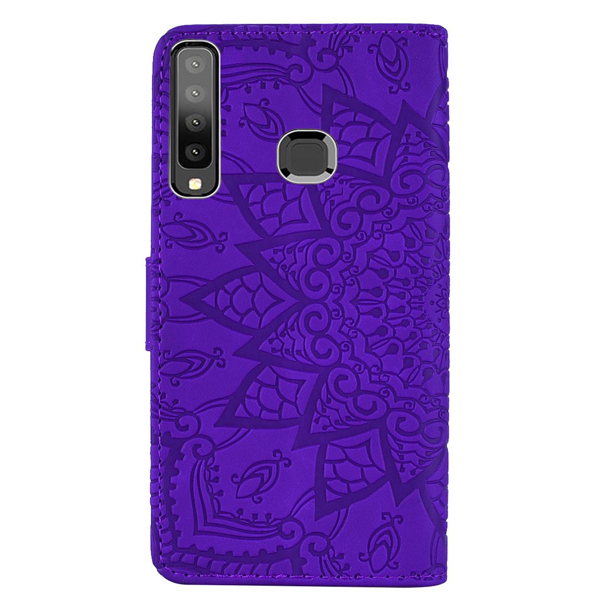 Cho Samsung A9 2018 Leather Case, Wallet vỏ điện thoại ánh sáng Slim Flip Folio Bìa Durable Shell chính hãng Matte da bò cảm thấy, với chân đế và khe cắm thẻ tiền mặt dây đeo cổ tay