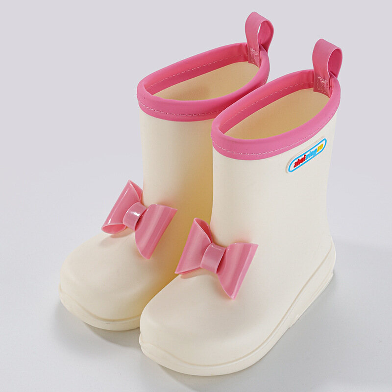 LS Children's rain shoes bow girl children's rain shoes water shoes rubber shoes anti-slip rain boots