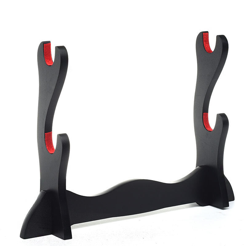 2 Tier Sword Stand Samurai Sword Display Velvet Padded Rack Wooden Sword Flute Stand Home Living Room Decoration Ornament