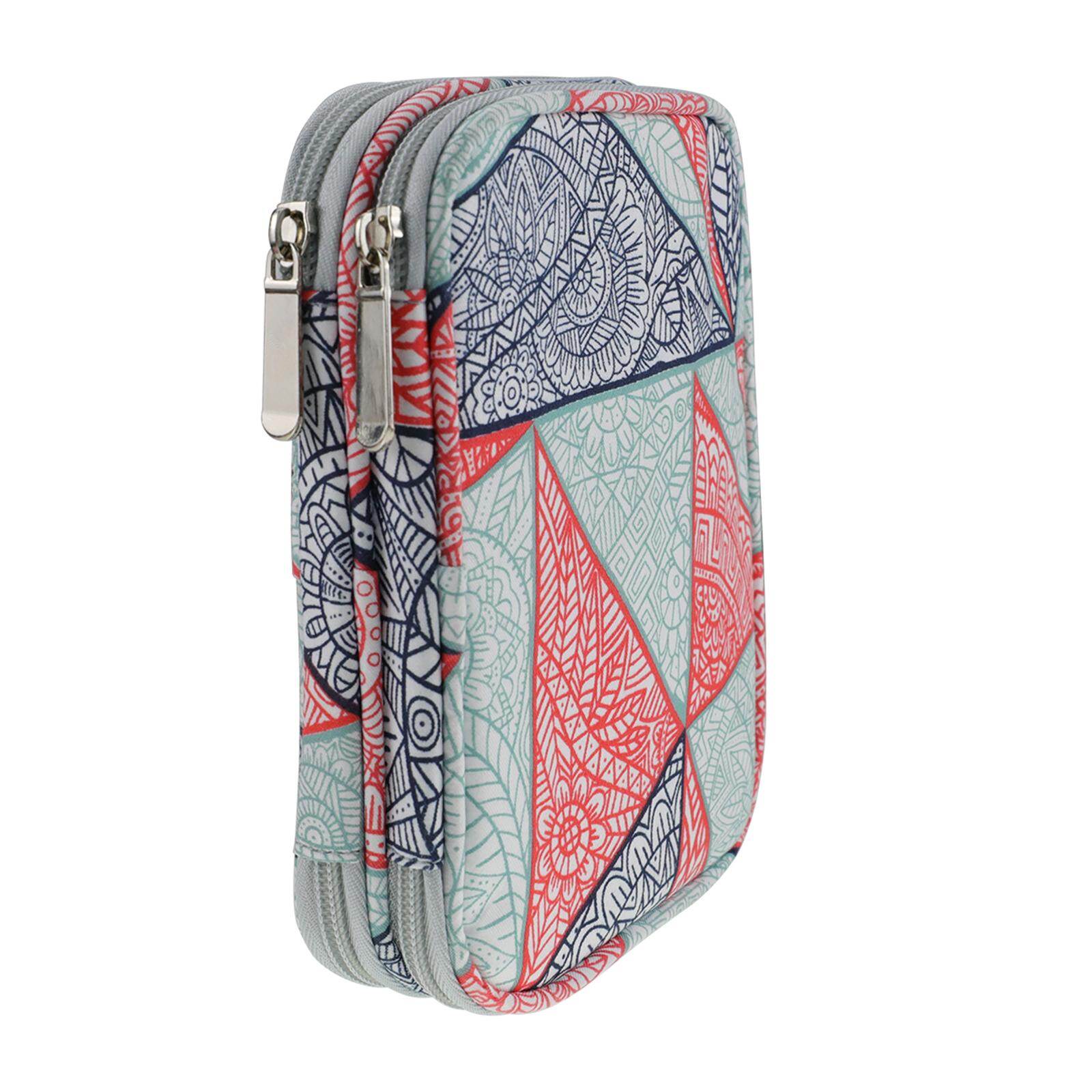 Serbery Crochet Hook Case Empty Zipper Bag Portable Double Layers Sewing Circular Knitting Needle Storage Bag Organizer