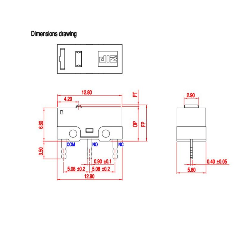 1 Cái ZIPPY ZIP DF3 0.78N Chuột Micro Nút Chuyển Đổi 20 Triệu Thời Gian Cuộc Sống