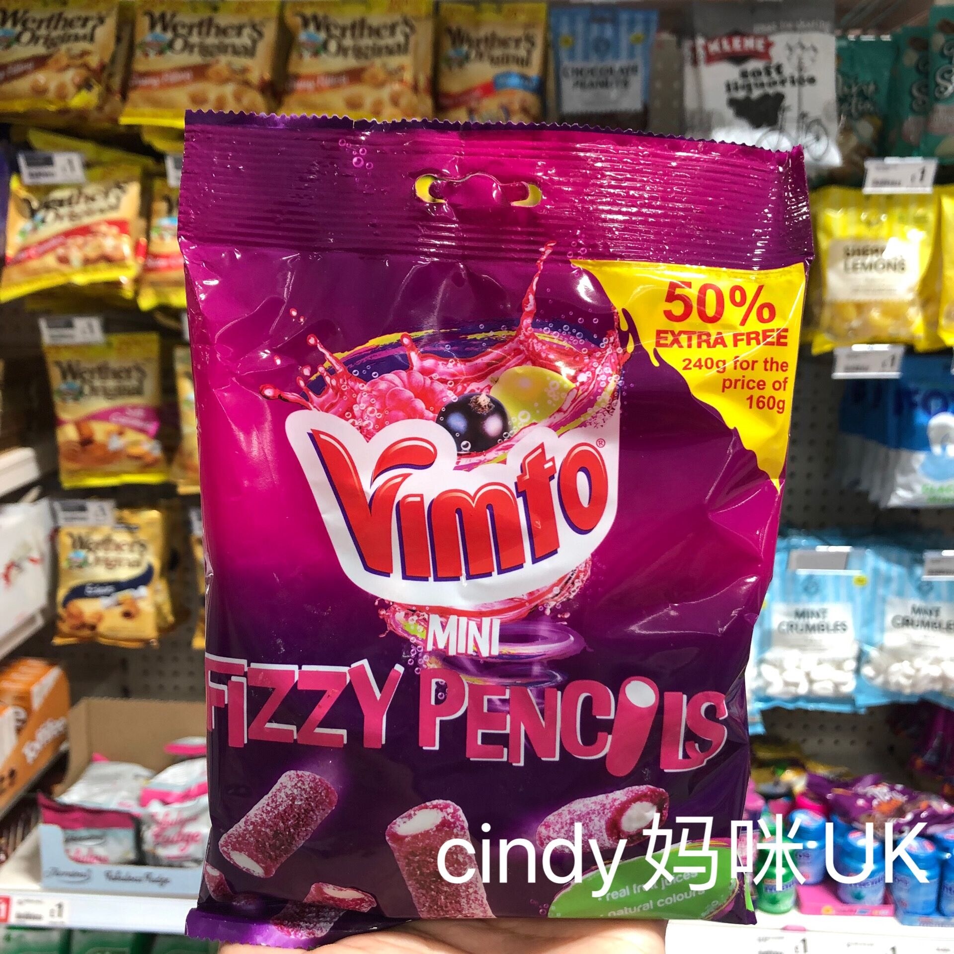British Vimto MINI FIZZY PENCILS grapeflavored fruit soda sandwich soft sour candy 240g Lazada PH