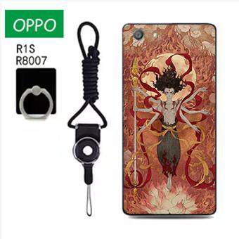 Untuk OPPO R1S/OPPO R8007 Case Telepon Lembut Silikon Pelindung Belakang Bergambar Casing Karet dengan Tali & Cincin 3in1 Q4 波妞