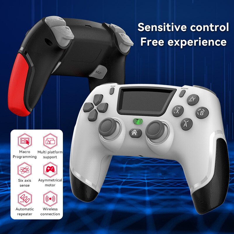Bluetooth-compatible Game Controllers Gamepads Dual Motor Vibration Gamepad Controller 360 Degree Game Controller Joystick Anti Slip for PS4 NS Switch