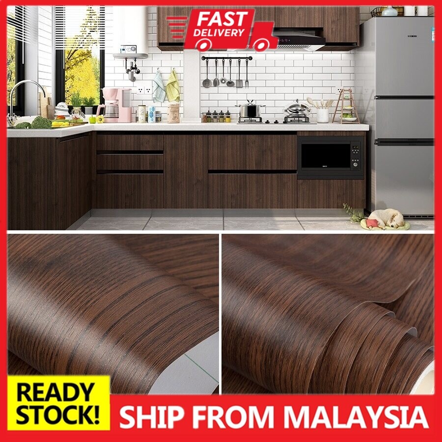 (Wood) Dark Brown Wood Texture Wallpaper Sticker Furniture Renovation