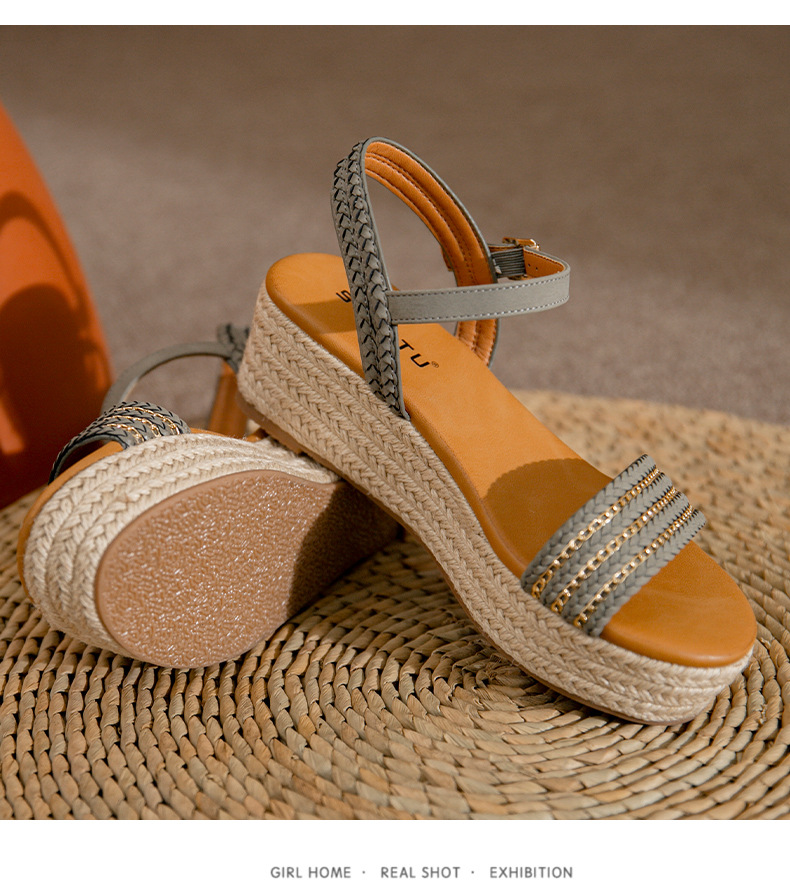 Summer Simplicity Women's Comfortable Platform Low Heel Wedge Sandals with Hemp Rope