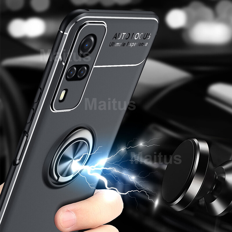 Dành Cho Vivo Y51 2020 / Y31 2020/Y51A/ Ốp Y53S, Giá Đỡ Từ Tính Bằng Kim Loại Xoay 360 Sang Trọng Cho Xe Hơi Ốp Điện Thoại Di Động Ốp Bảo Vệ Chống Sốc Chống Va Đập Bằng Silicon Linh Hoạt, Ốp Lưng Nam Nữ