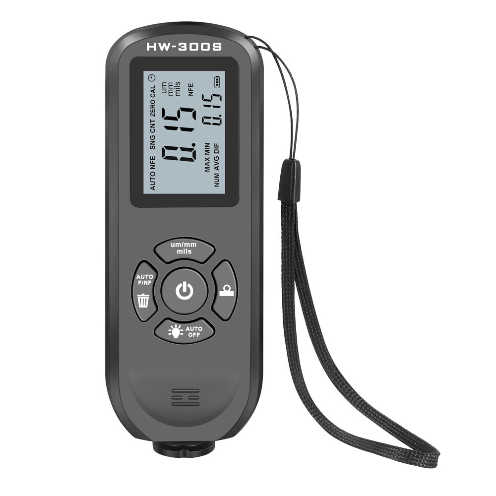 NANWEI HW-300S Coating Thickness Gauge High Accurancy Digital Paint Film Thickness Tester LCD Backlight Display Thickness Measuring Tool