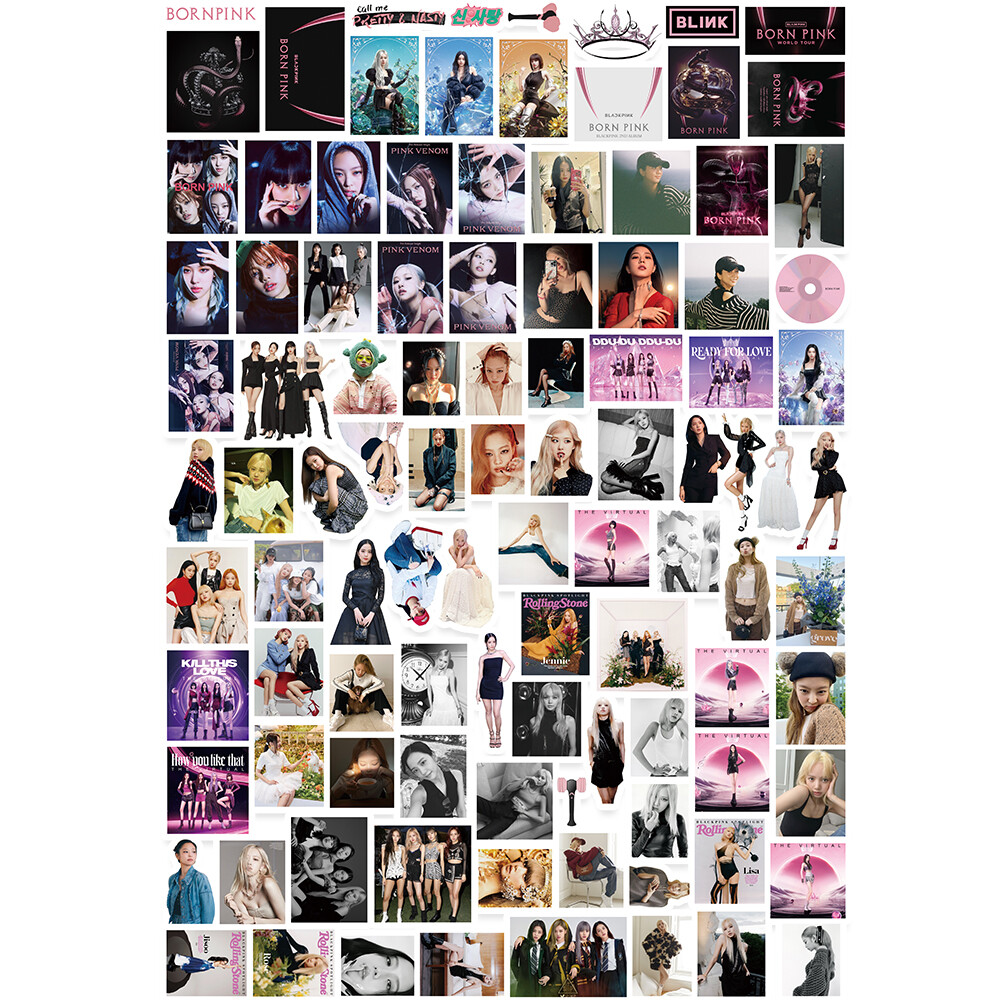 csbi 100pcs/set Kpop BLACKPINK 2022 New Album BORN PINK PVC Stickers Album for Laptop Luggage Patches Skateboard Sticker