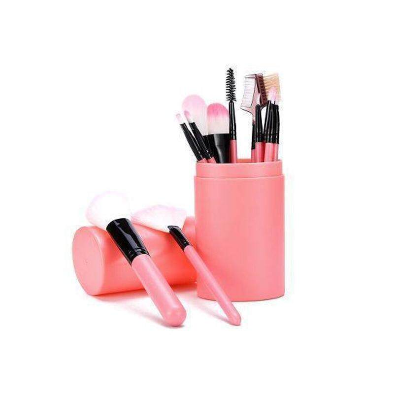 12 Cái Makeup Brush Set Với Vòng Xi Lanh Chủ Eyeliner Powder Đường Viền Che Khuyết Điểm Eye Shadow Foundation Lip Vát Lông Mày Cọ nhập khẩu