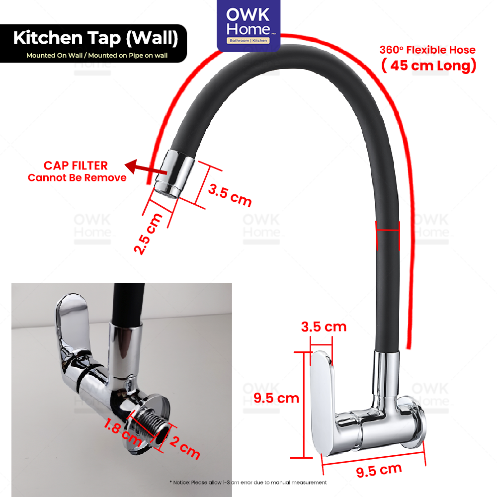 304 Stainless Steel Kitchen Tap Black Kitchen Tap Wall Kitchen Tap