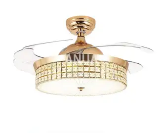 50cm H33cm Nordic Lighting Fan Ceiling Light Crystal Chandelier