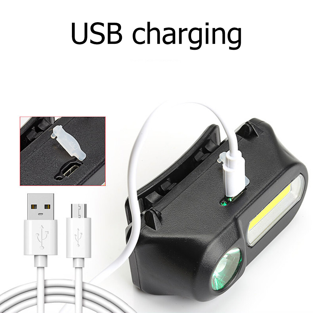 USB LED Headlamp 6 Modes XPE COB Headlight Outdoor Torch Flashlight