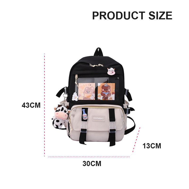 AMILA Contrast color backpack ins backpack college student Korean version backpack large capacity middle school student schoolbag girl schoolbag