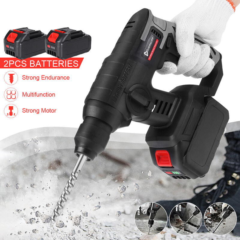 Rechargeable Electric Drill Tool Cordless Hammer Impact Drill Rotary Hammer Brushed 15000mAh Battery
