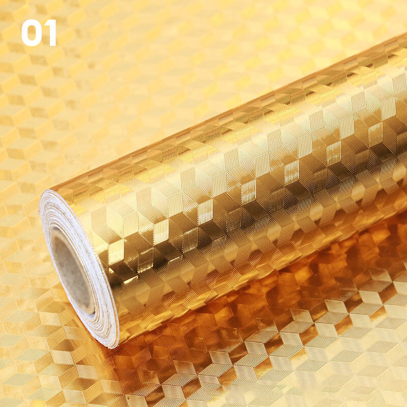 Kitchen Wallpaper Waterproof Oil Proof Aluminum Foil Self Adhesive Kitchen Backsplash film for Kitchen Heat Resistant Wall Sticker