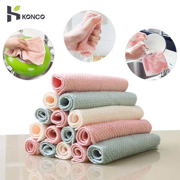 Konco Bếp Cọ Rửa Miếng Lót Món Nồi Vải Làm Sạch Thấm Hút Dishcloth Món Ăn Khăn Napery Bếp Áo Dày Chống dầu Vệ Sinh dụng cụ-(Màu Ngẫu Nhiên)