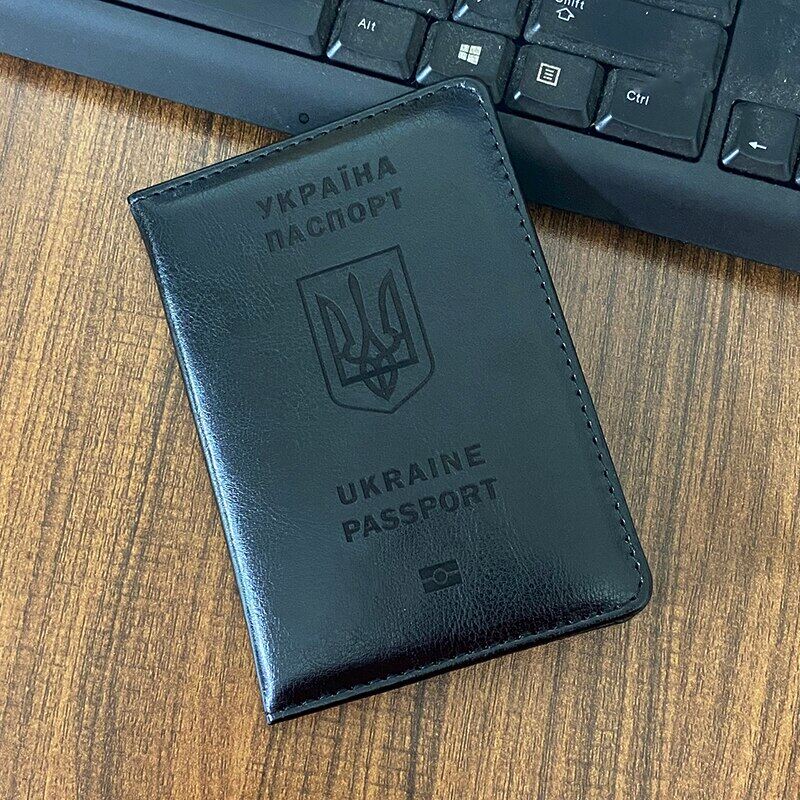 Ukraine Passport Holder Men Black Pu Leather Cover on Passports Travel Wallet Case Passaporte Viagem