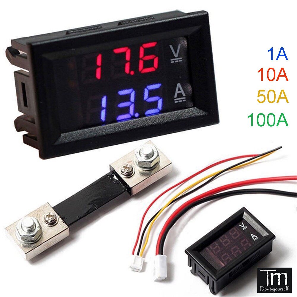 Đồng Hồ Đo Dòng Áp Vôn Ampe 0-100V 1 10 50 100A Led 0.56 Inch