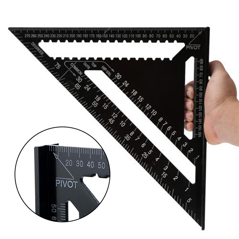 KIPRUN Thước Tam Giác Hợp Kim Nhôm 12 Inch Thước Đo Góc Thước Đo Vuông Hệ Mét Tốc Độ Để Xây Dựng Khung Gỗ Dụng Cụ Làm Đồ Gỗ