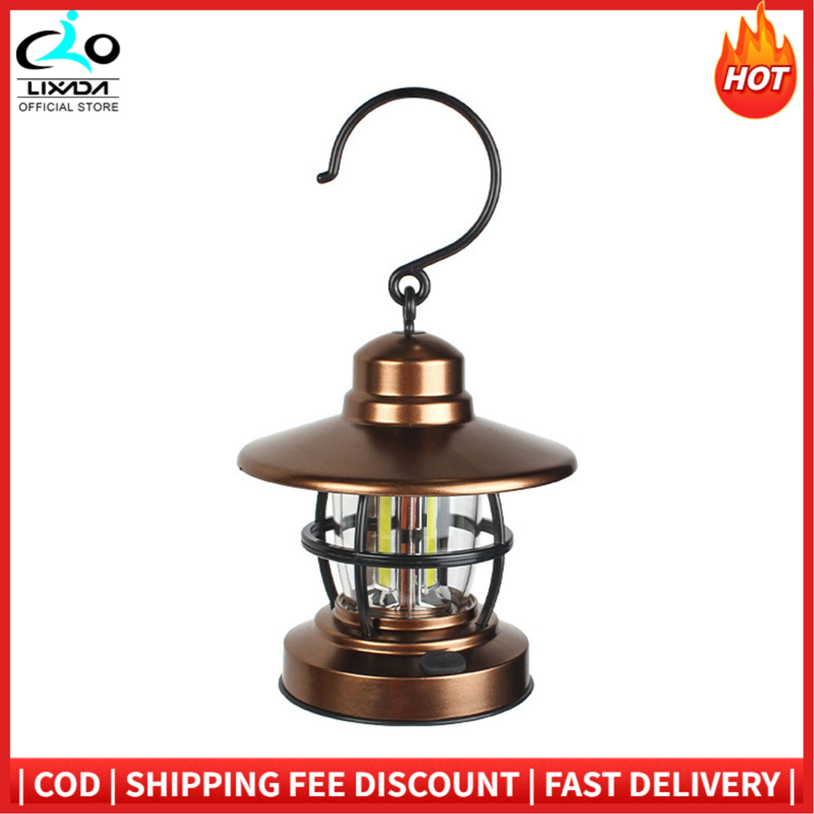 Outdoor Camping Light Vintage Lantern L-ED Campsite Lamp Waterproof for Camping Tent Fishing Courtyard