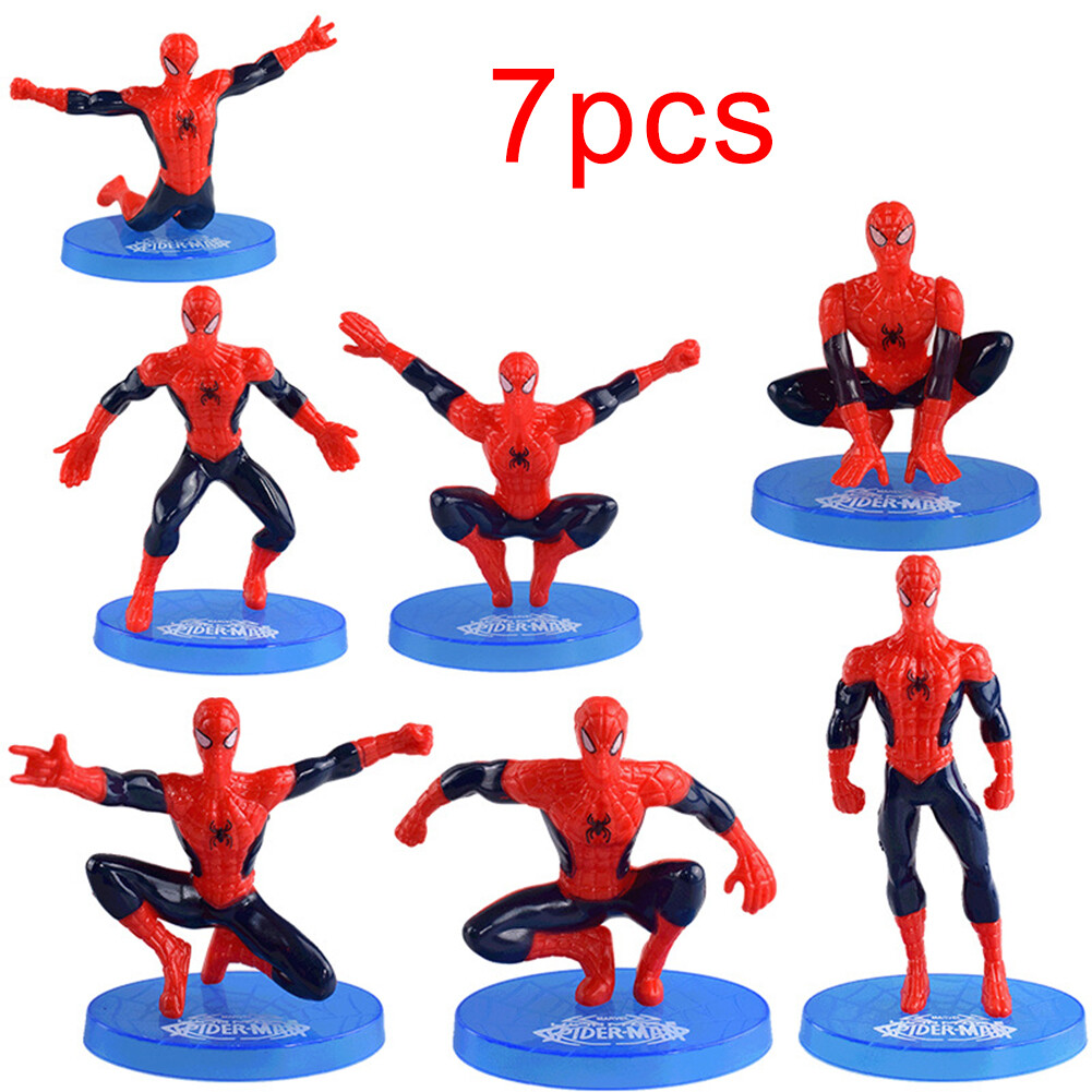 microgood 7Pcs/Set Super Heroes Spiderman Dolls Action Figure Statue Table Cake Decor TOY FOR Girl and Child