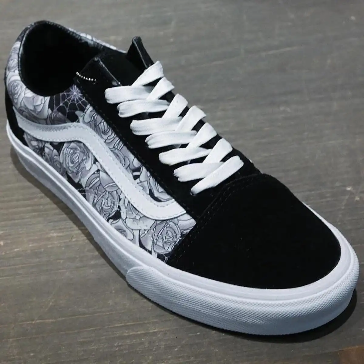 vans black rose shoes