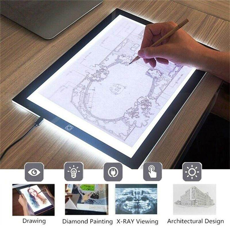 A4 LED Tracing Light Box Board Art Tattoo Copy Drawing Pad Table Stencil Display