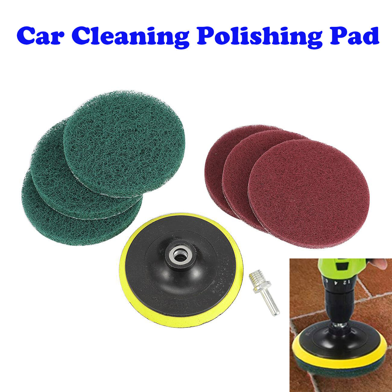 【Ready Stock】5 Inch Tile Grout Power Scrubber Cleaning Scouring Pad Drill Attachment Cleaning Kit Brush Cleans Large Flat Areas Perfectly