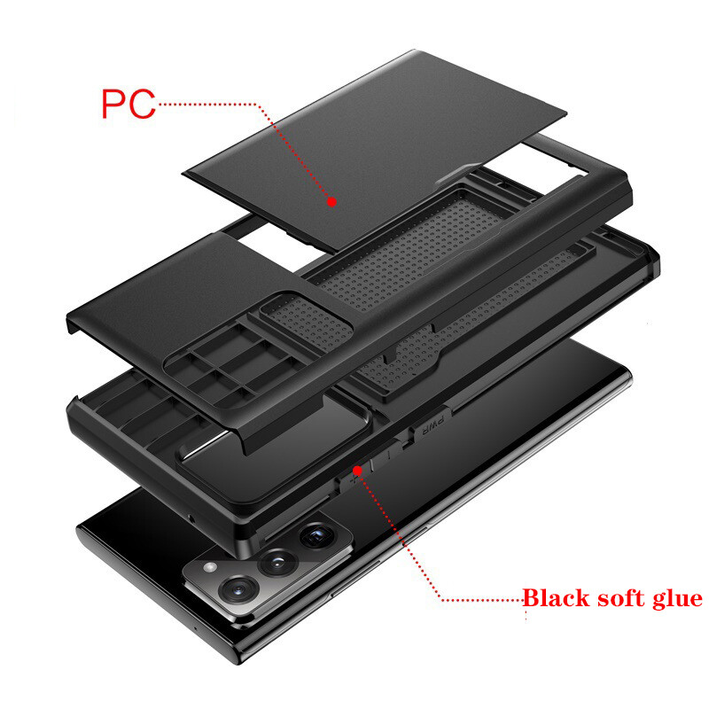 LUOWAN Mobile Phone Cover For Samsung Galaxy Note 20 Ultra/Note 20/Note 10/Note 8 Case Sliding Phone Cover 2-in-1 Anti-fall Phone Protective Cover Could Hold Cards
