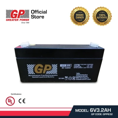 GP Back Up Battery 6V 3.2AH Rechargeable Sealed Lead Acid VRLA Battery