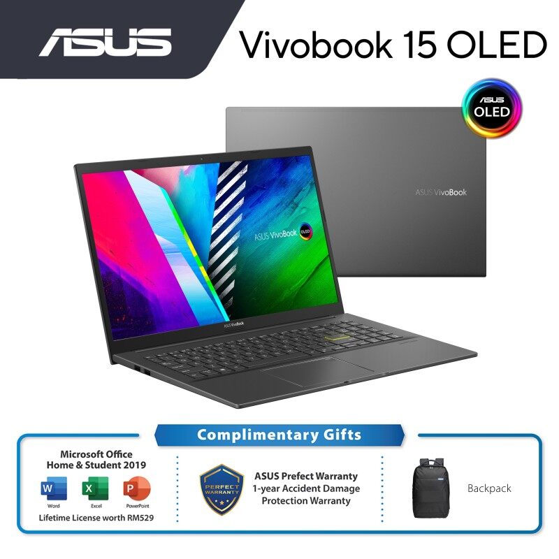 ASUS VIVOBOOK 15 OLED M513U-AL1259TS LAPTOP-INDIE BLACK (R7-5700U/8GB/512GB SSD/AMD RADEON GRAPHICS/15.6 FHD/W10/2YRS)+OFFICE 2019 & BAG Malaysia