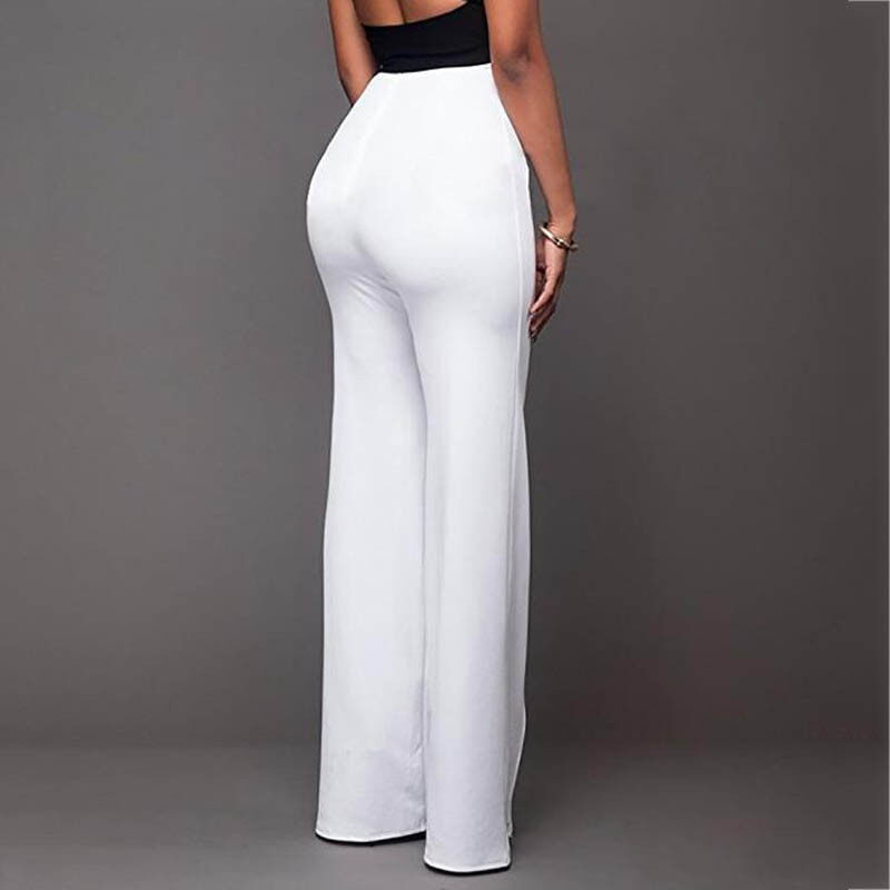 F_topbu Pants for Women Work Casual Ladies Summer Striped Wide Leg High Waist Pants Long Trousers Lounges 