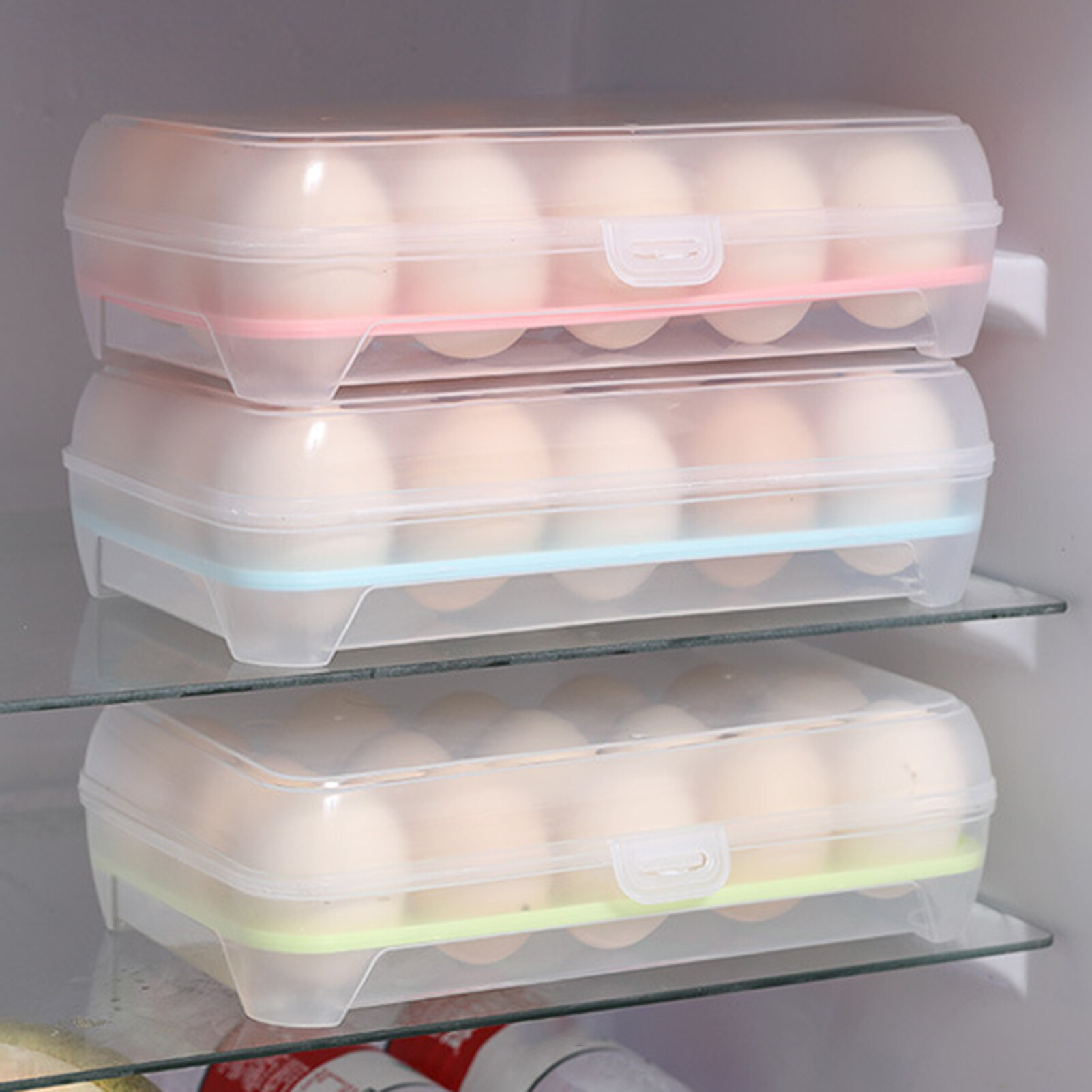 Terylin Egg Storage Box High Capacity Anti-Collision Transparent Visible 15 Grid Refrigerator Egg Fresh-keeping Box Kitchen Accessories Creative Egg Storage
