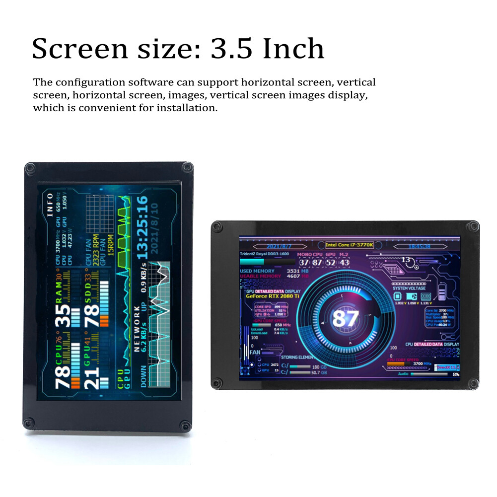 Smart Sensor Màn Hình Hiển Thị IPS 3.5 Inch Màn Hình Phụ Màn Hình Mini Màn Hình Dọc Ngang Chuyển Đổi Cổng USB Kép Xoay 360 ° Cho Máy Tính Raspberry Pi Khung Máy Vi Tính ITX