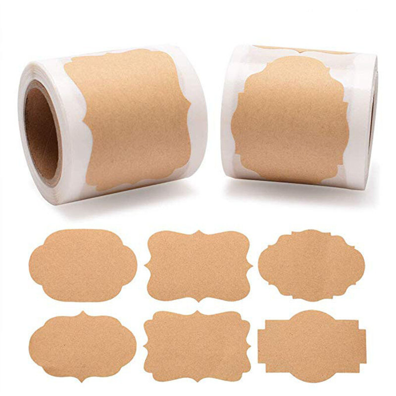 300Pcs/Roll Office Kraft Paper Stickers Food Jar For Classification Label Packaging Baking