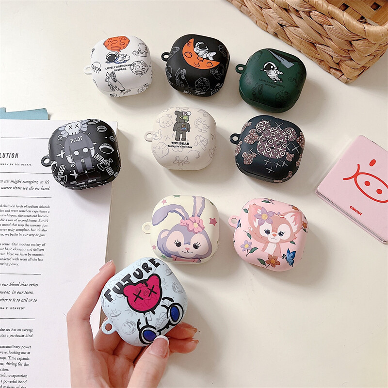 Bear Pattern for Samsung Galaxy Buds FE/Buds Live/Buds2/Buds Pro/Buds 2Pro Case Hard Shell Wireless Earphone Accessories for Samsung Galaxy Buds Pro Cover