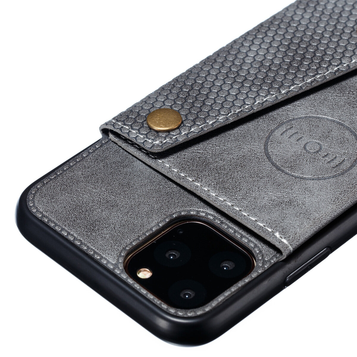 for iPhone 11 Pro Max Leather Case Multiple Folio Flip Cover Wallet Back Case Shell, can work with Car Mount, Hidden ID Credit Card Slot Holder, Retro Metal Button Clasp, Stand Support