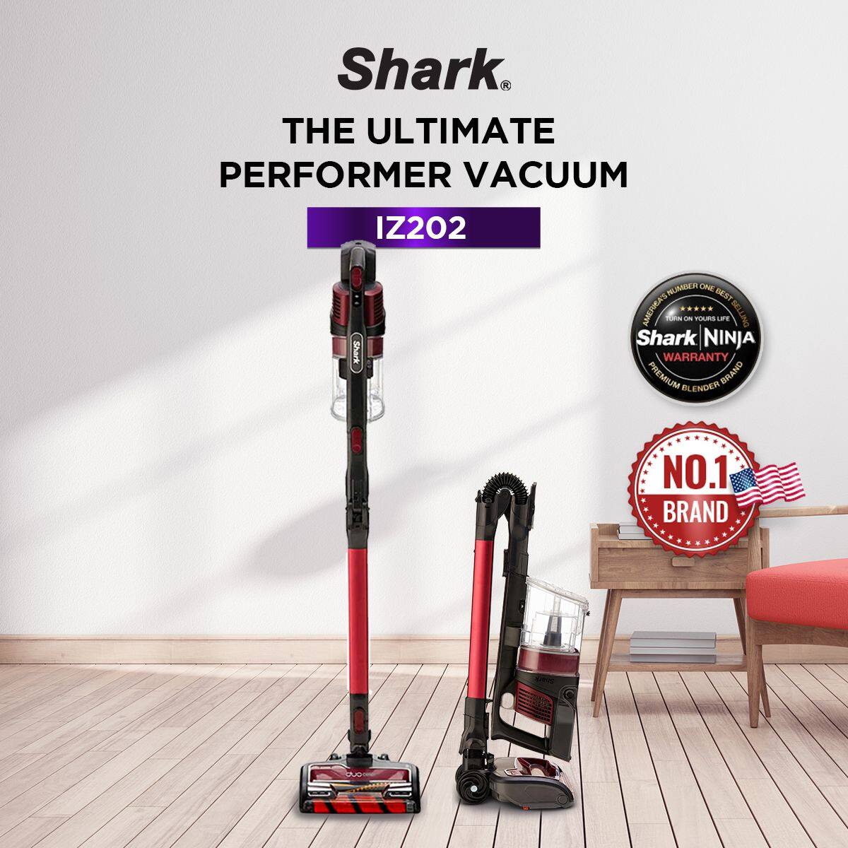 shark cordless vacuum with self cleaning brushroll iz202