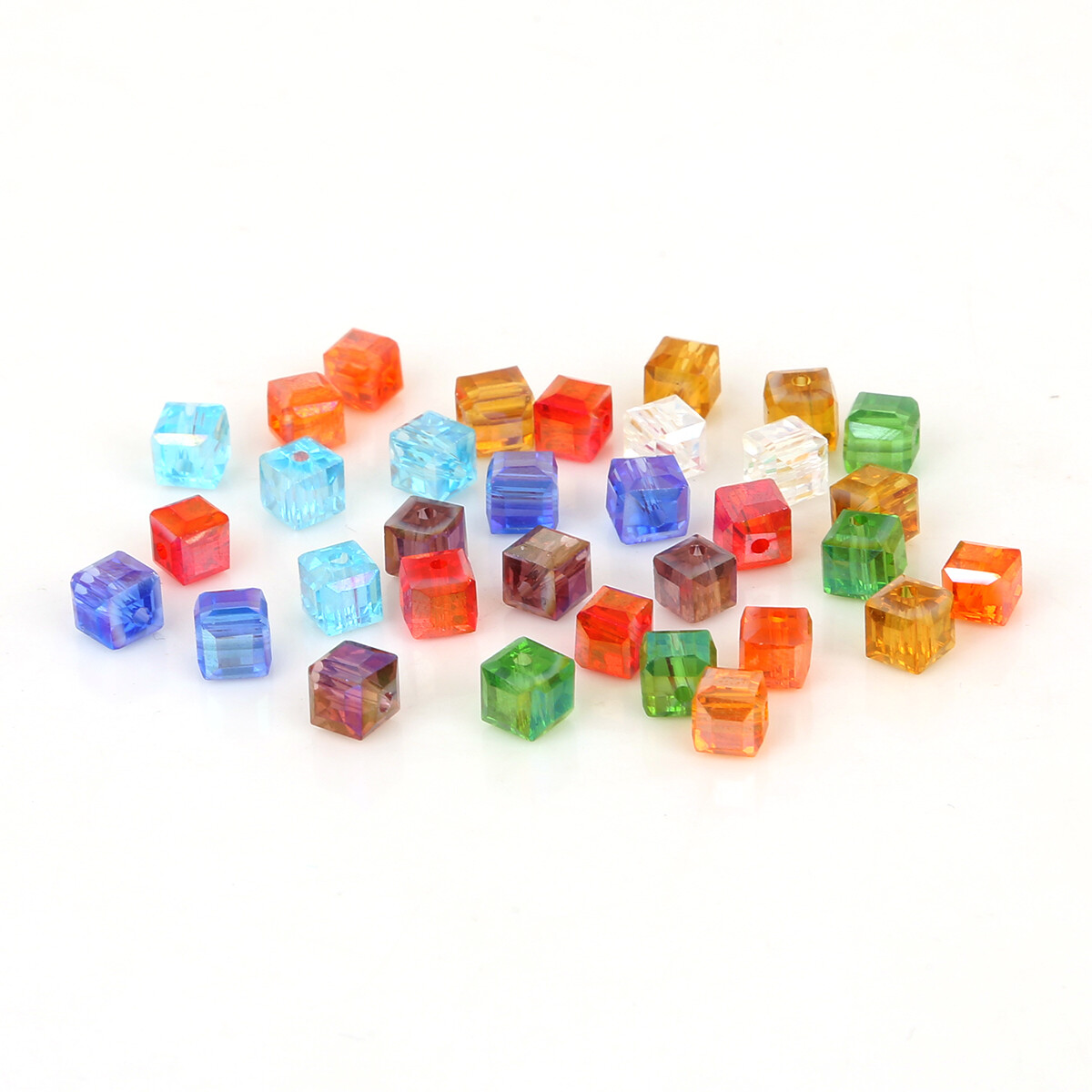 95Pcs 4mm Square Shape Crystal Cube Glass Beads Loose Spacer Beads For Jewelry Making DIY Bracelet Necklace Earrings Accessories