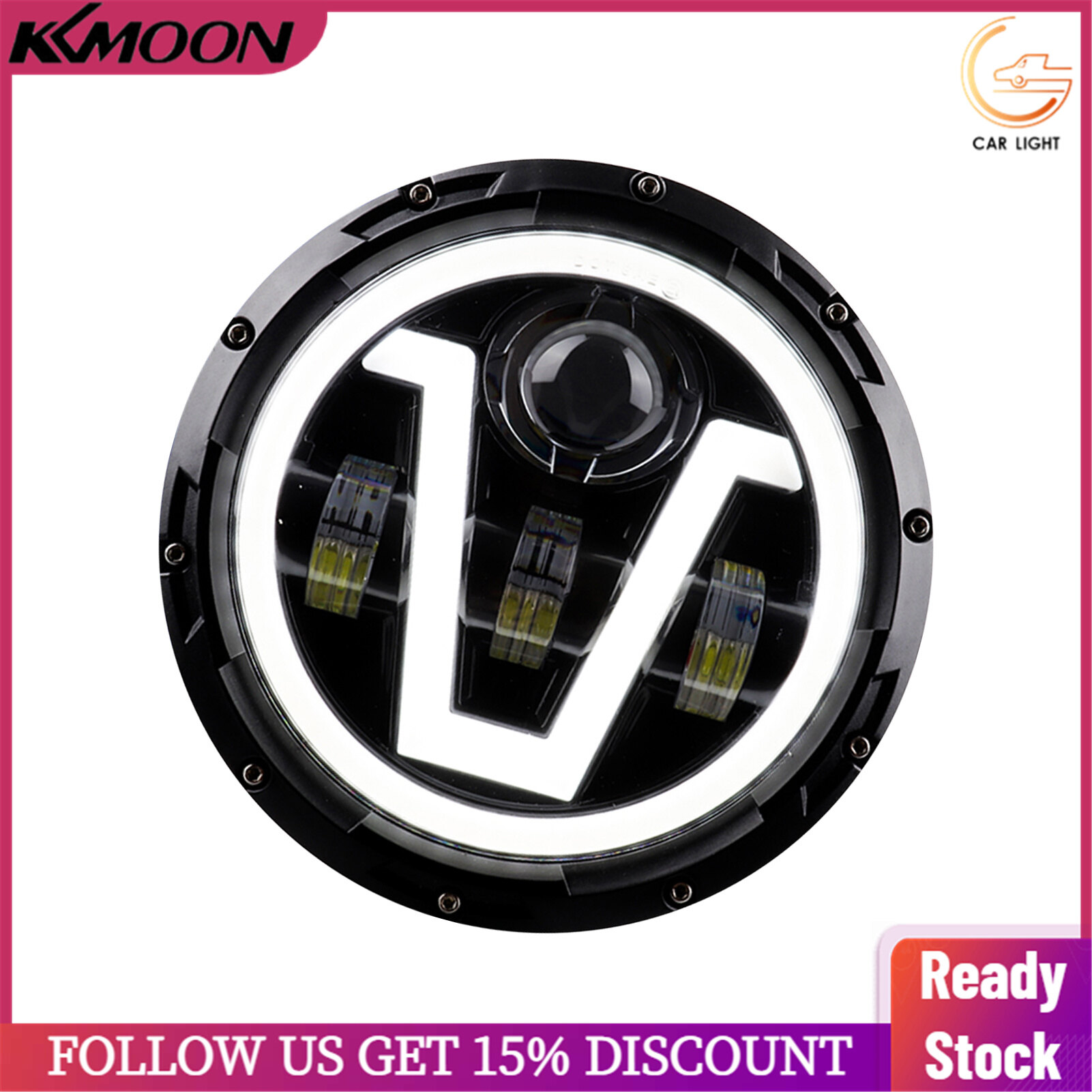 1pcs 12V/24V Motorcycl Headlight 7'' V-shape LED Headlight with Turn Signal Lights DRL Hi/Lo Beam Replacement for Jeep Wrangler JK JKU CJ LJ TJ Hummer H1 H2