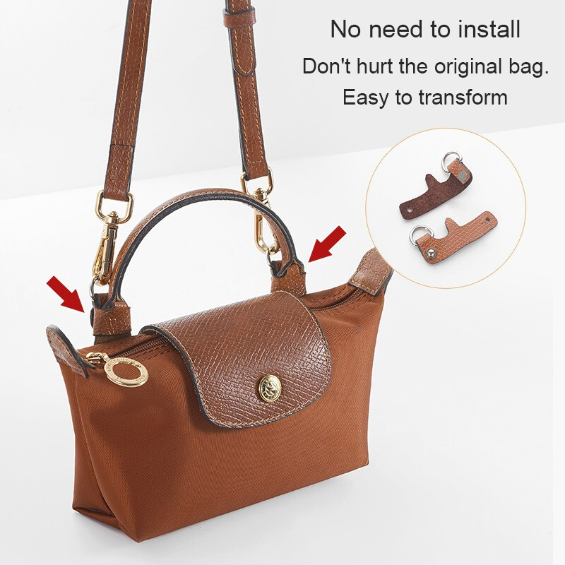 Cho Longchamp túi nhỏ da thật dây đeo vai có thể thay thế dây đeo túi nách túi đeo vai một bên Dây đeo túi Túi tự làm đấm miễn phí biến đổi phụ kiện