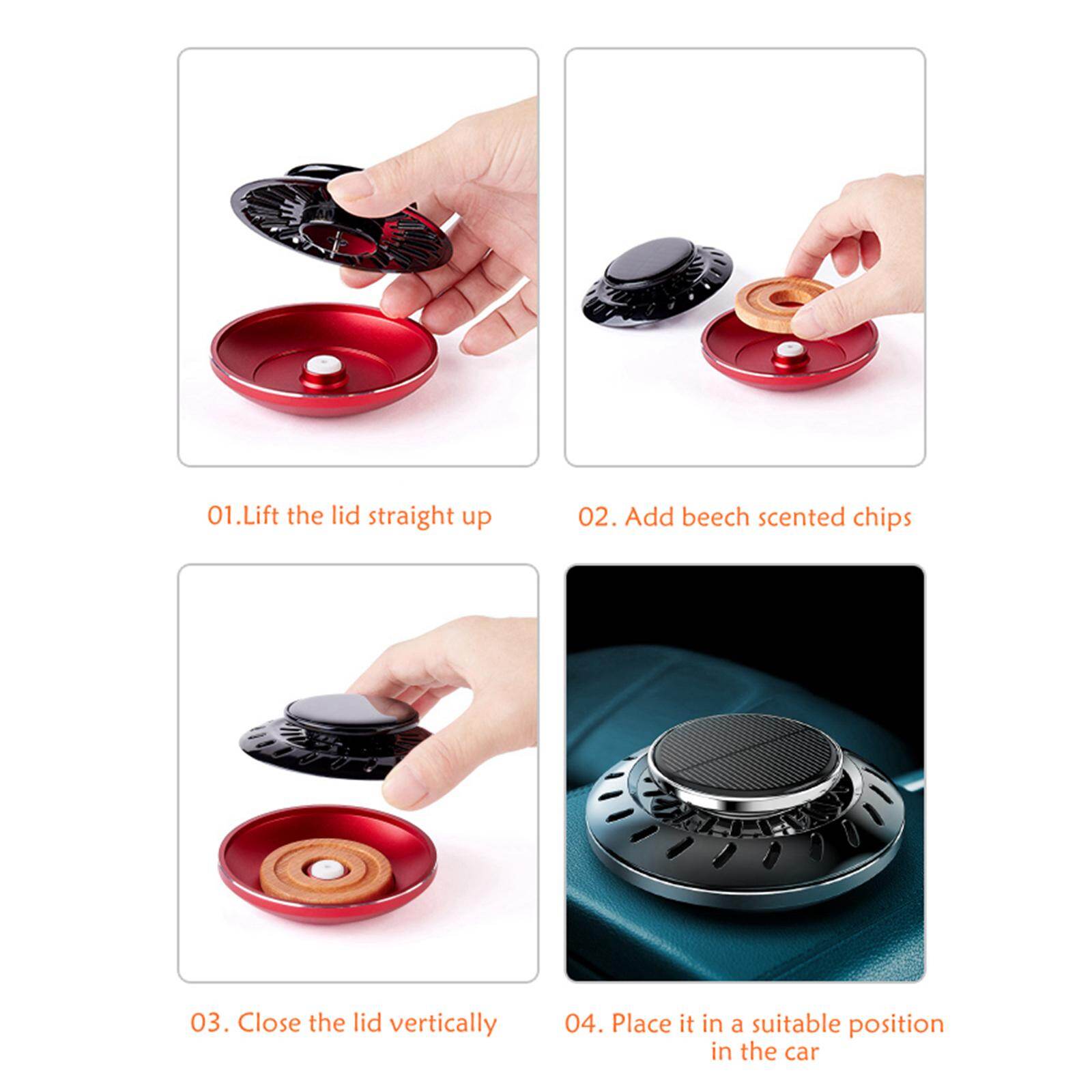 Baoblaze Auto Air Freshener, Solar Powered, Automatic Rotating Essential Oil Diffusers