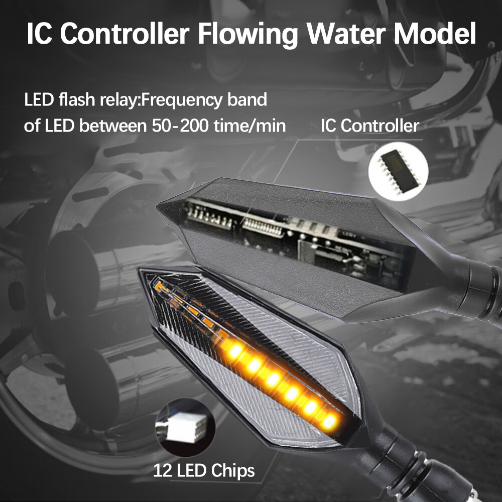 Vastar High quality 2pcs 10mm Universal Motorcycle LED Turn Signal Lamp Sequential Flowing Flash Indicator Lights Amber Running Light