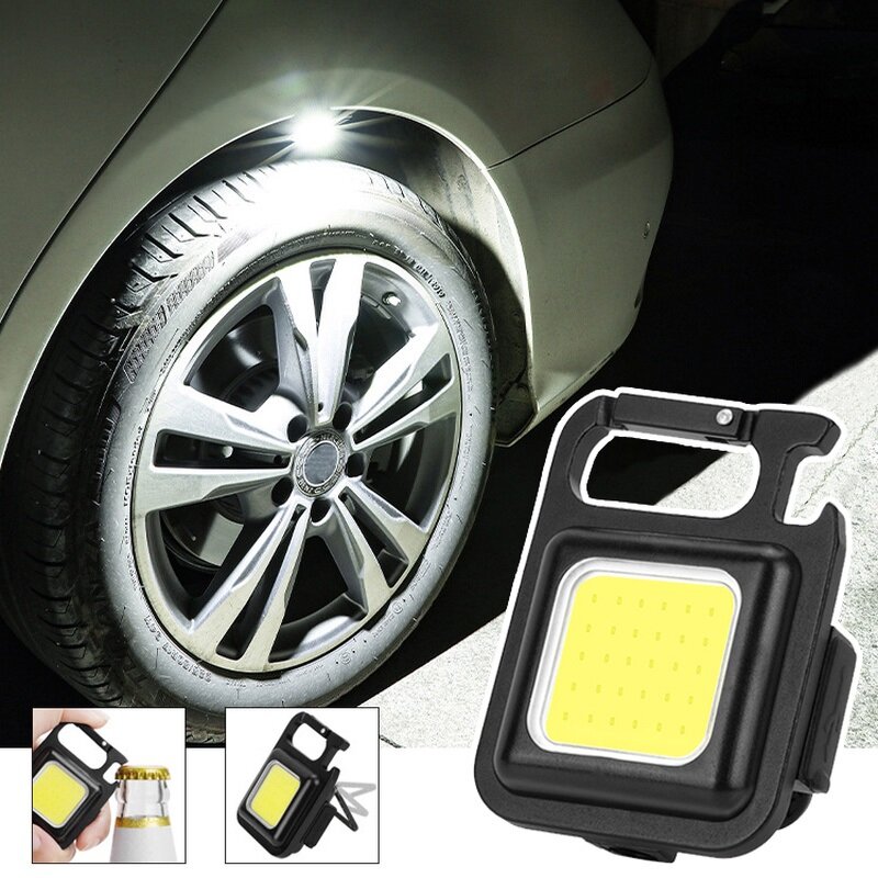 Mini Flashlight Rechargeable Glare COB Keychain Light USB Charging Emergency Lamps LED Work Light Portable Outdoor Camping Light Car Work Light