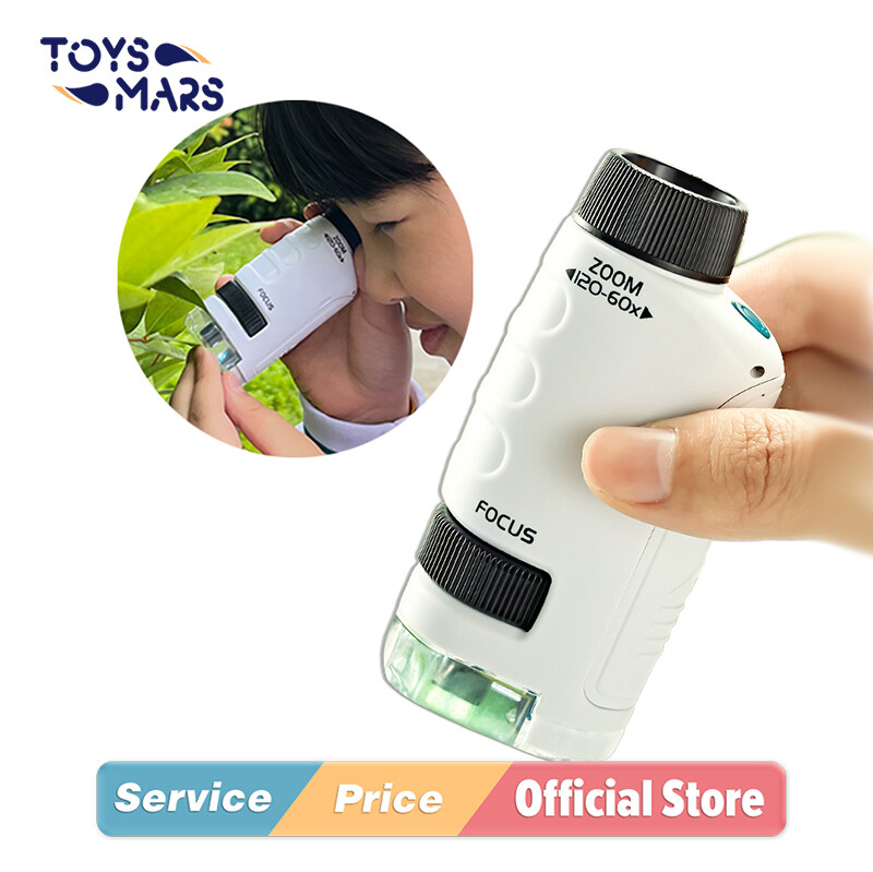 TOYSMARS Children's Portable Microscope Toy Handheld Science Experiment Equipment Set Science Educational Portable Microscope