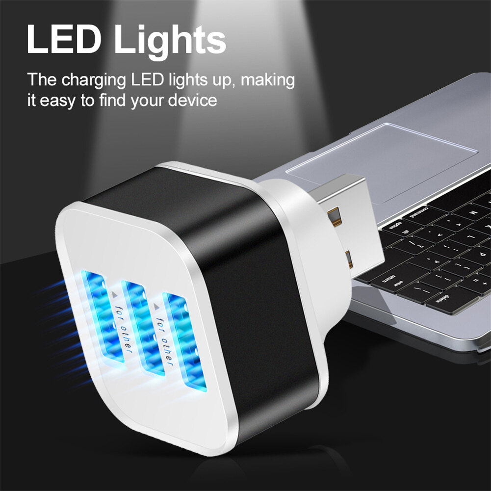 Wind Portable High Speed 3-port Usb Multi Hub Splitter Expansion 3usb Interface Output Desktop Pc Adapter For Travel Dailylife Use