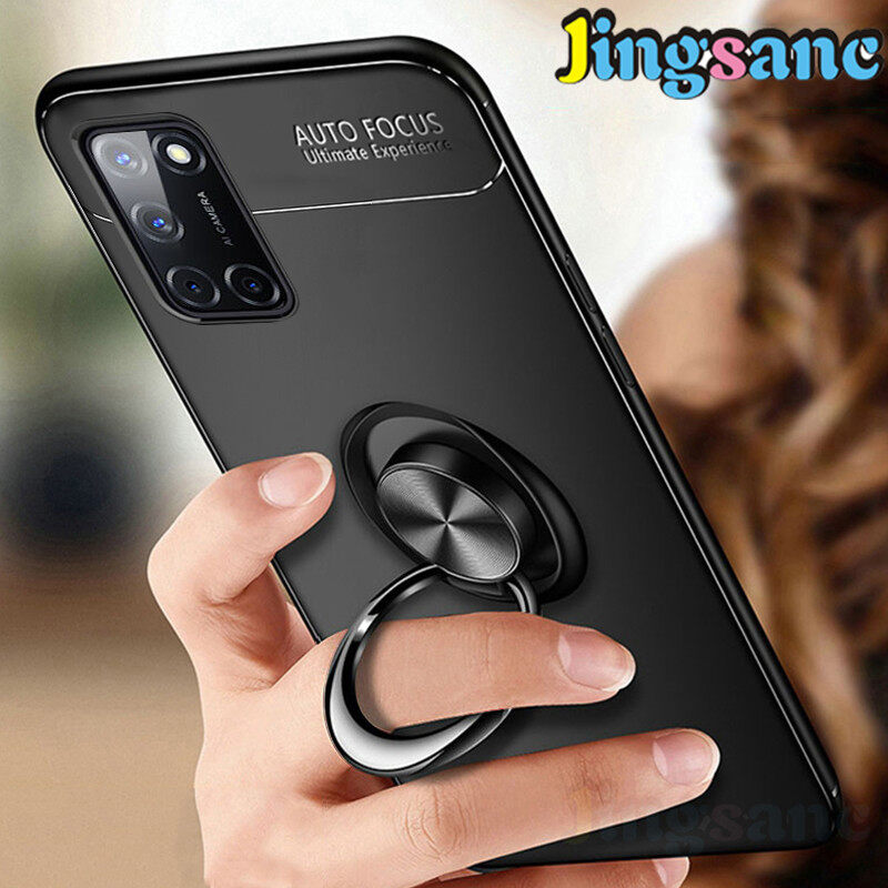 Jingsanc For OPPO A53 2020/A52/A92 Phone Case Soft TPU Silicone Cover Casing Magnetic Ring Bracket Back Cover