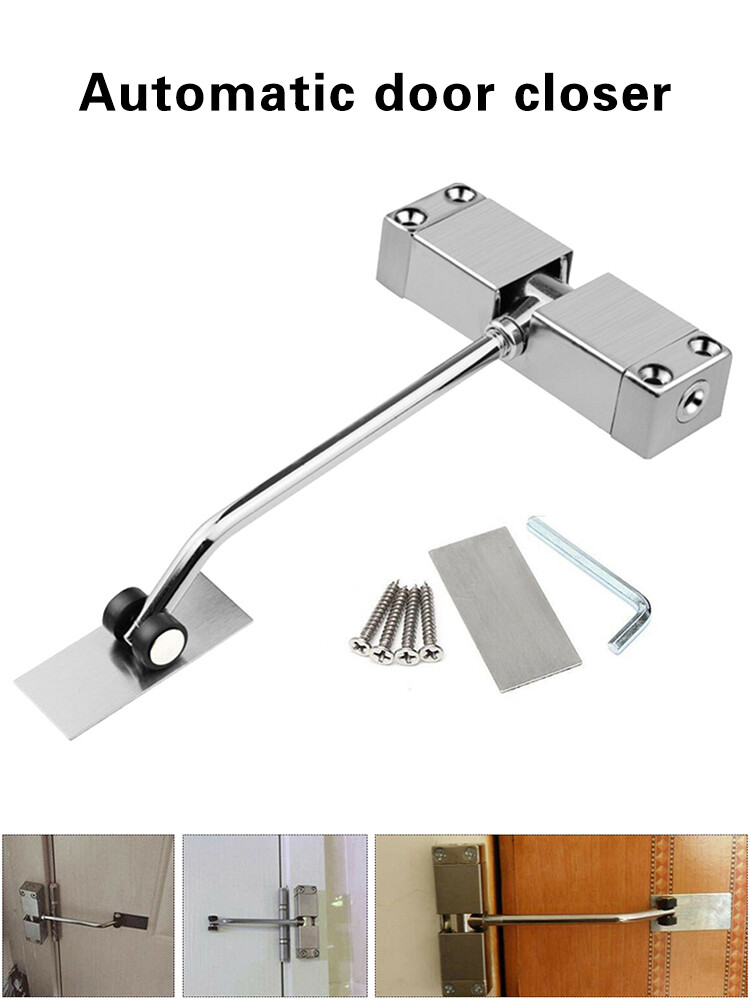 Automatic Door Closer Stainless Steel Spring Door Closer Adjustable Surface Self Closing For Home Office Door 30kg